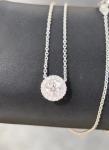Round Lab Created Diamond Pendant Necklace With Halo Setting Pendant Lab Diamond