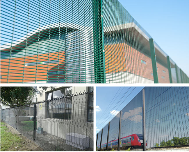 2.3m High Security Anti Climb Mesh Fence RAL 6005 Green 3"X0.5"X8