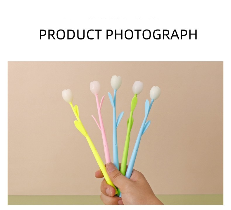 0.5mm Creative Silicon Gift Gel Pen Sun Color Changing Tulip Shape Neutral Pen
