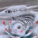 Handcraft Engraved Peafowl Design Sterling Silver Cuff Bracelet for Women