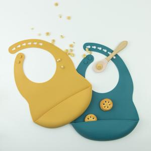Quality Toddler Feeding Silicone Baby Bib BPA Free Soft With Food Catcher wholesale