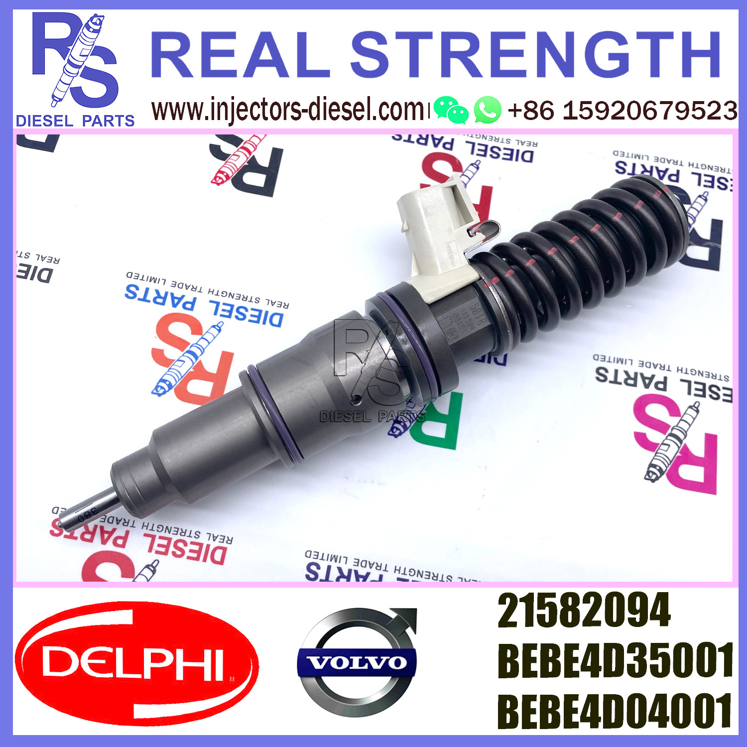 DELPHI 4pin injector 21582094 Diesel pump Injector V-O-L-V BEBE4D35001 BEBE4D04001 E3.18 for RENAULT MD11 EURO 3 LOW POWER