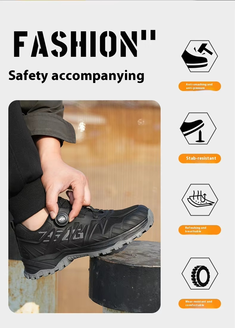 Kevlar Mid Sole Anti-stab Steel Toe BOA Rotating Buttons Safety Shoes For Industrial