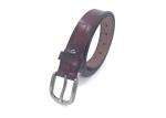 Brushed Gunmetal Real Leather Belt Womens Embossed Labyrinth Pattern