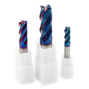 Quality 65 Degree 4 Flutes End Mill Nano Blue Coated 8mm End Mill Square wholesale