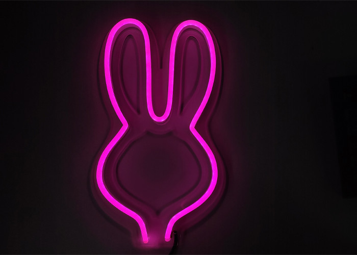 Pink Rabbit Neon Signs with stand & USB for Christmas gift For Child