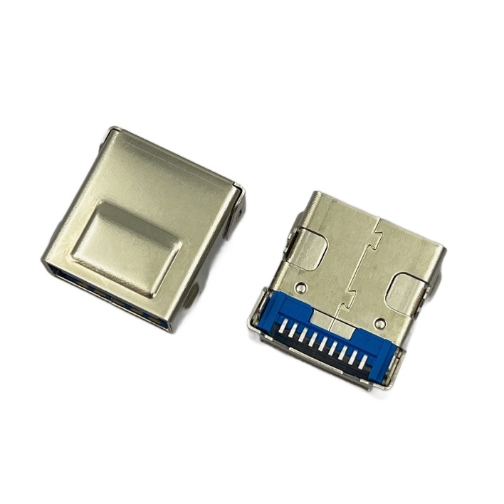 USB3.1 STD Socket Connector R/A T/H CH 4.10mm Double Shells RoHS Compliant and Hoalogen Free
