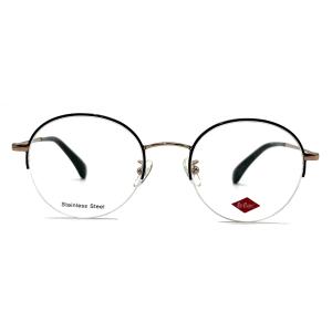 Quality FM3230 Semi Rimless Round Optical Metal Frames In Stainless Steel wholesale