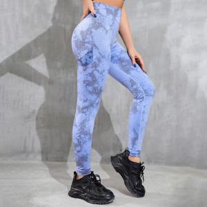 Quality Tie-dyed long yoga pants high waist abs wholesale
