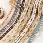 15mm*50y Pastoral Floral Cotton Ribbon Baking Cake Ribbon Bow DIY Material