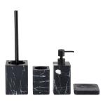 4PCS Nature Marble Bathroom Accessories Set Square Shape With Eased Edge Black