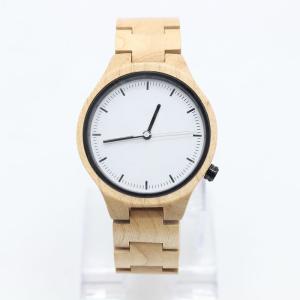 Quality Quartz Maple Wooden Wrist Watch , Female Wooden Watches Light Yellow wholesale
