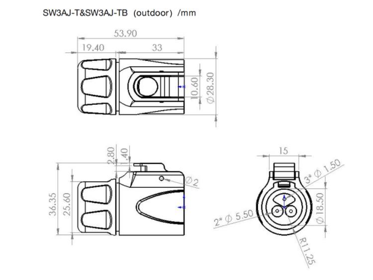 High Power Male Female Connector IP65 IP67 3 Core Waterproof Connector Outdoor