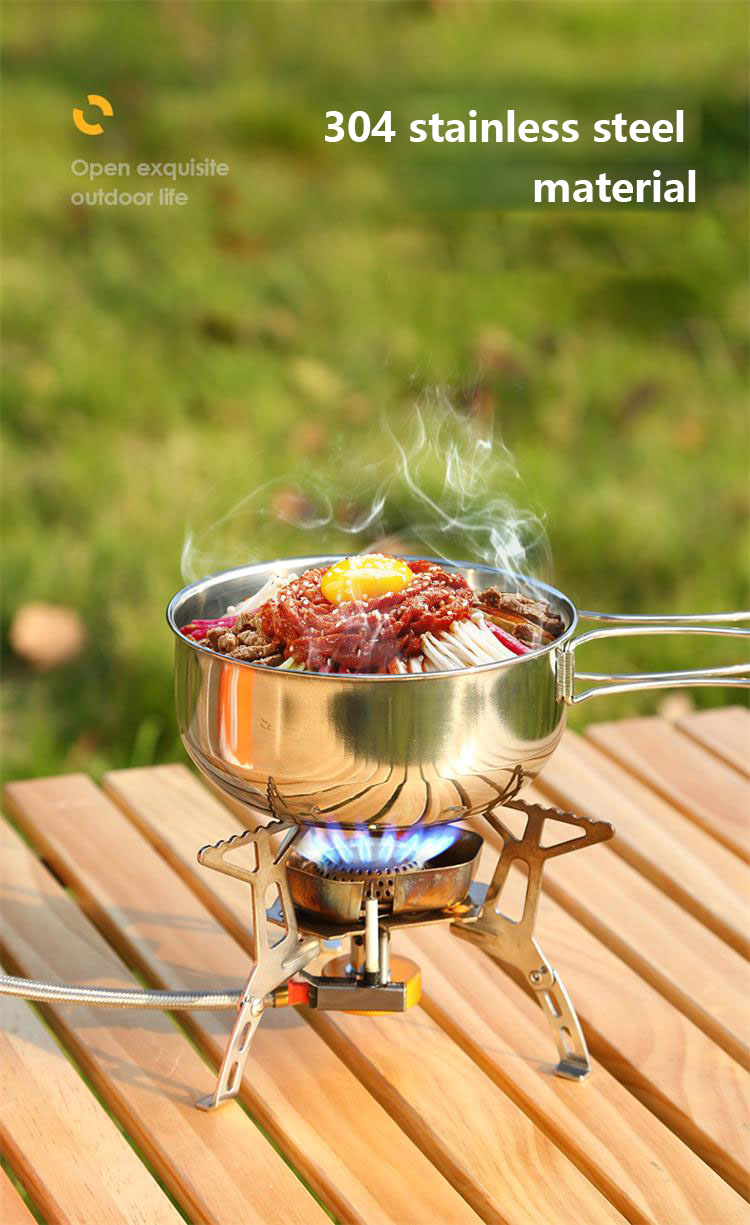 OEM Hiking Picnic Outdoor Cookware Set Stainless Steel Non Stick