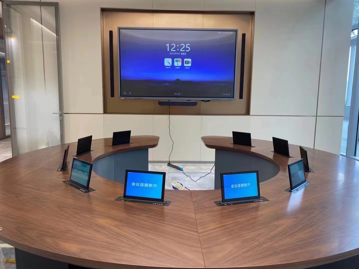 23.8" Touch Screen Table LCD Monitor Lift Motorized Conference System Solution
