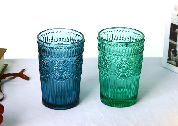 11oz Tumbler Drinking Glass , Sunflower Embossed Hotel Collection Highball