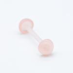 Double Pink Dome Flat Bottom Tongue Ring Piercing Acrylic 14G 16mm
