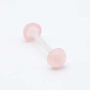 Quality Double Pink Dome Flat Bottom Tongue Ring Piercing Acrylic 14G 16mm wholesale