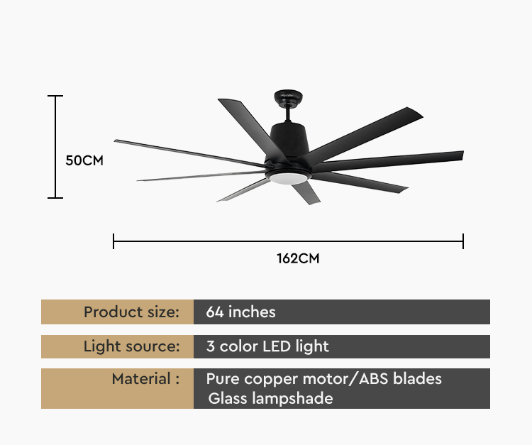 64 Inch Ceiling Fan with LED Light The Perfect Addition to Your Large Living Room