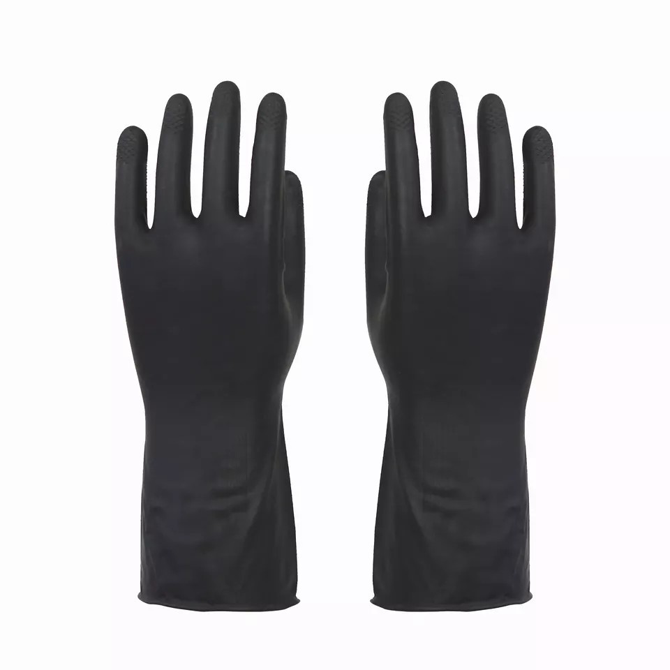 High quality long black latex gloves