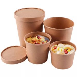 Quality Customized Biodegradable Kraft Paper Soup Cup Food Packaging wholesale