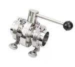 Stainless Steel Hand Operated Butterfly Valve , Tri Clamp Ferrule Complete Set
