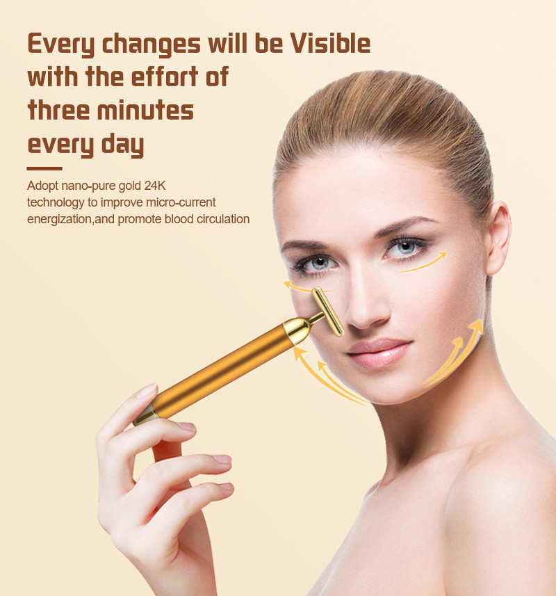 Face Lift DC 1.5V 6000VPM 24K Gold Bar Face Massager