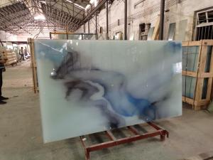 Quality Custom Tempered Laminated Art Glass Marbing Grain Landscape Painting wholesale