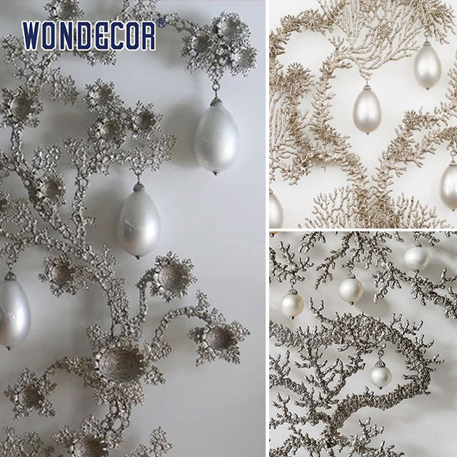 Weather Resistance Contemporary Metal Wall Sculptures Art Coral Pearl