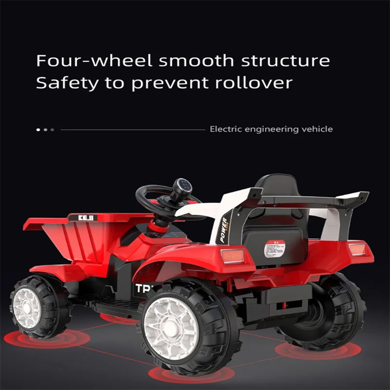 6v Battery Operated Electric Tipper Toy Car with Music and Push Rod Control 2023