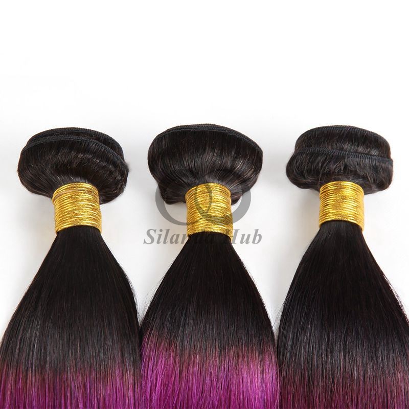 #T1B/Purple Straight Remy Human Hair Bundles Sew In Weave Bundles Brazilian Bundle Deals
