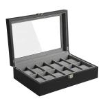 Hard Wood MDF Board Glass Gift Watch Jewelry Box EVA Insert