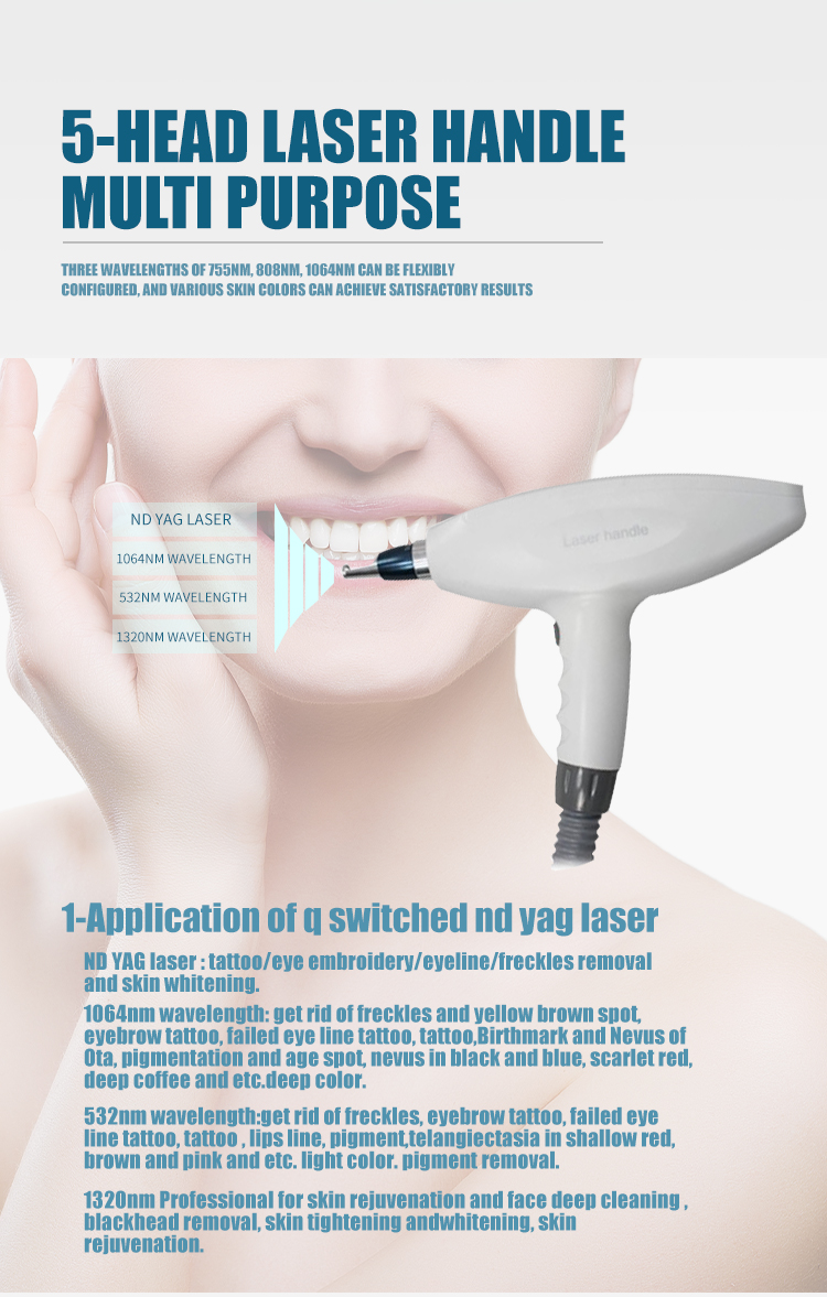 Portable Q Switched Tattoo Removal Machine 1-10Hz Picosecond Yag Laser Machine 1064nm