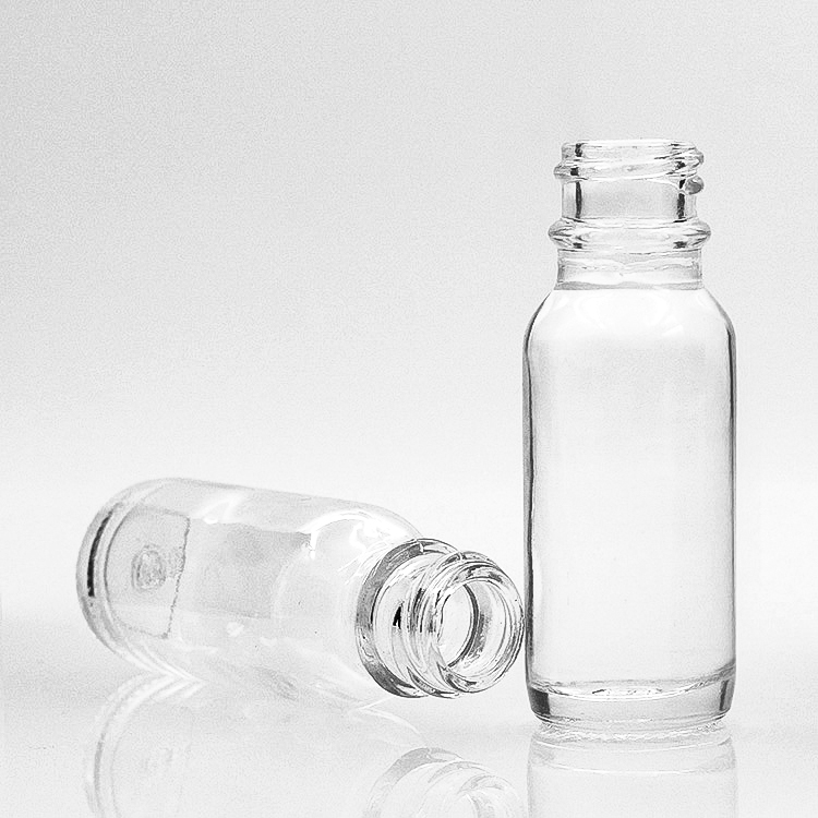 Plastic PP 15ml Boston Glass Bottles Clear Round For Massage Oil