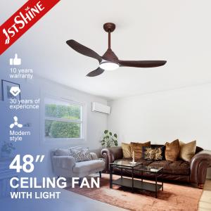 Quality 48in Plastic LED Ceiling Fan 220V 50HZ With Wood Grain Blades wholesale