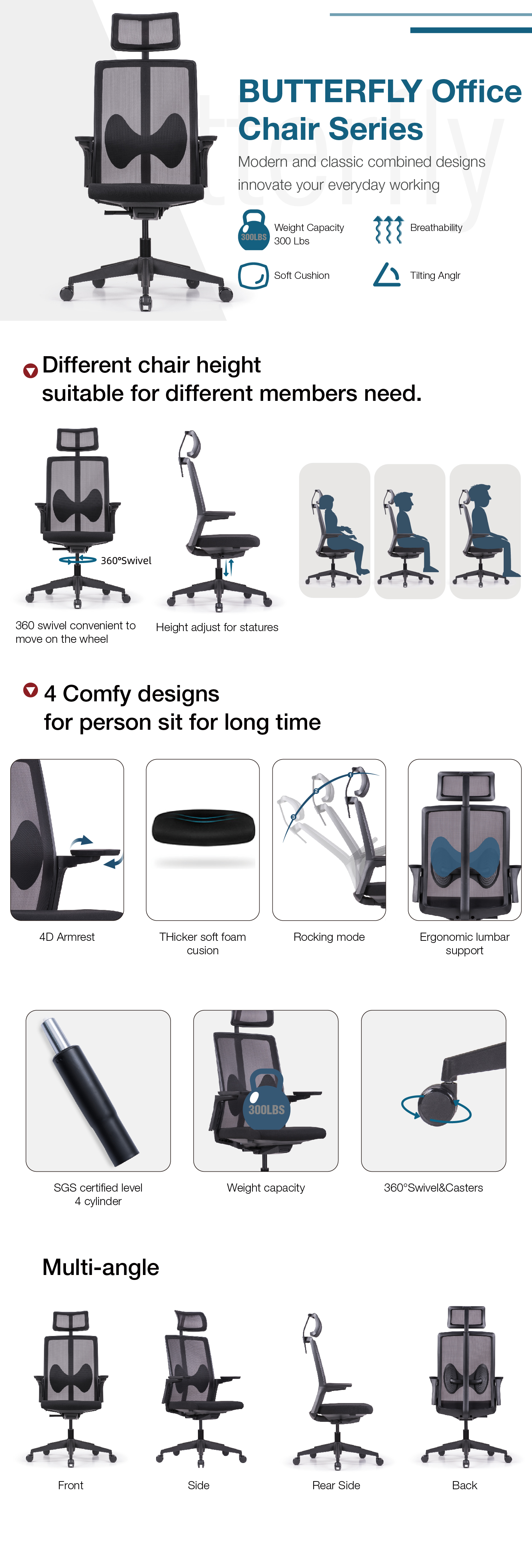 Contemporary Design High Back Manager Office Chair Furniture PC Chair for Office Space
