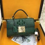 Genuine Alligator Skin Key Lock Closure Lady Small Handbag Authentic Crocodile