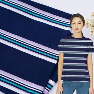 Quality Moisture Absorption And Healthy Breathable Striped Knit Fabric For T-Shirt wholesale