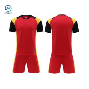 Quality Custom Logo Children Size Soccer Jersey Set In Blue Yellow For Maximum Wear Comfort wholesale