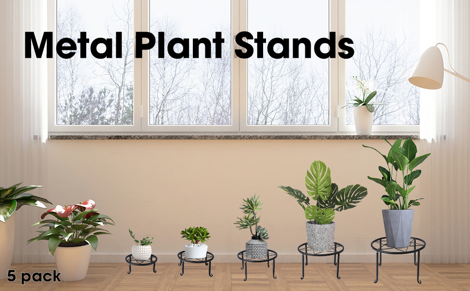 Modern Design Black Iron Plant Stand for Indoor Outdoor Plants 5mm Thickness Rustproof