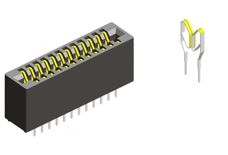 Female Card Edge Connector 2.54mm Pitch 64P DIP Type Selective Gold Plated