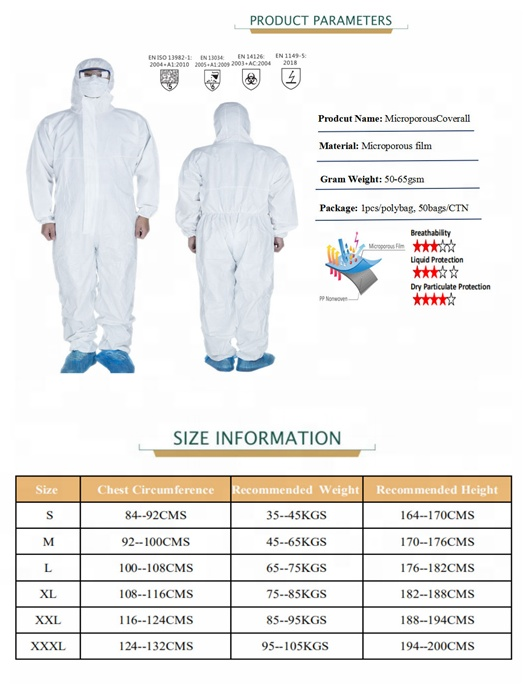SF Microporous 55gsm Protection Paint Spray Suits Safety Disposable Coveralls