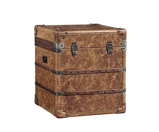 Vintage Retro Style Genuine Leather Vintage Steamer Trunk Coffee Table With