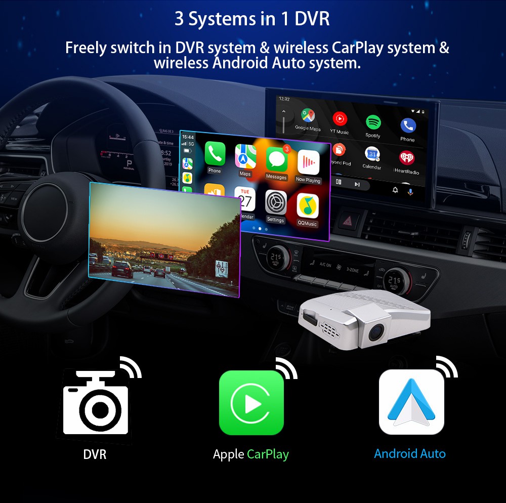 DVR Navigatior Android Carplay Android Auto 1080P WIFI Loop Record Phone APP Car Dash Cam
