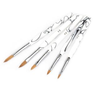 Quality Marble Handle Nail Painting Brush Aluminium Ferrule Kolinsky Hair 3D Nail Brush wholesale