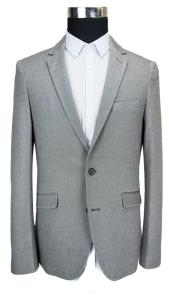Quality Fabric Mens Knitted Blazer Grey Mix Business Casual 70% Polyester 30% Cotton wholesale