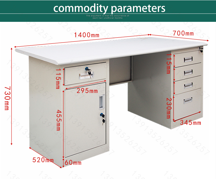 ISO9001/ISO14001 Certified Modern Stainless Steel Computer Desk with Lockable Drawer