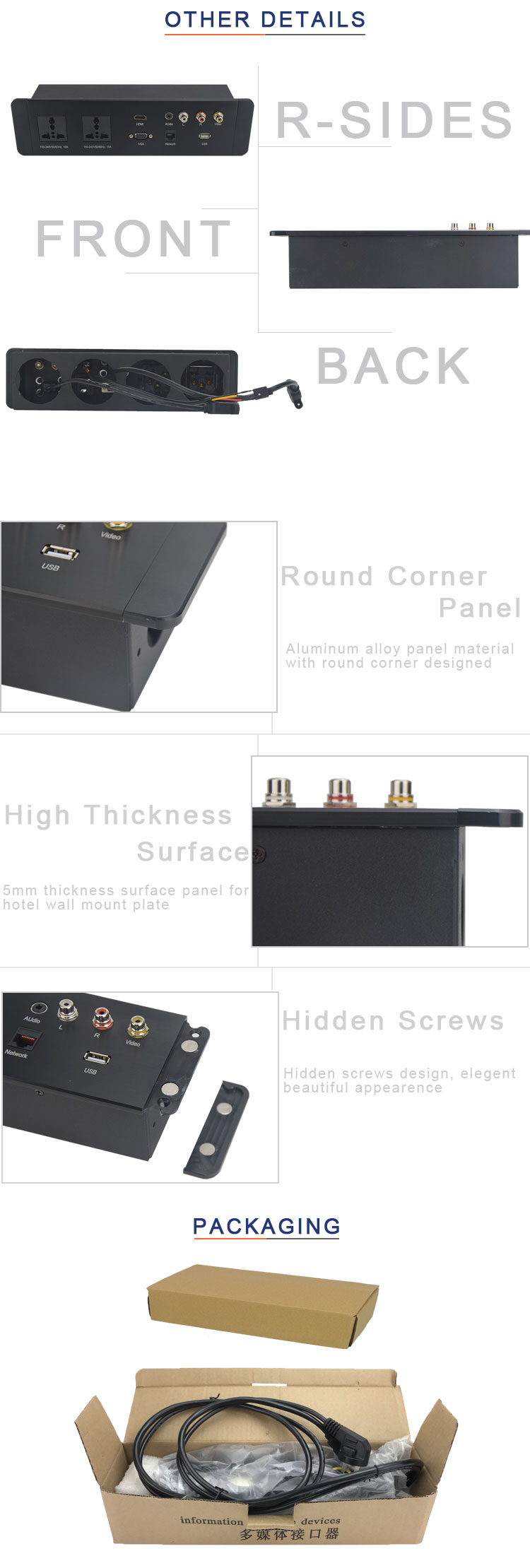 universal standard socket outlet multimedia aluminum face plate wall socket