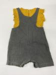 Ruffle Sleeves Baby Girl Suspenders Tees All Over Print And Cotton