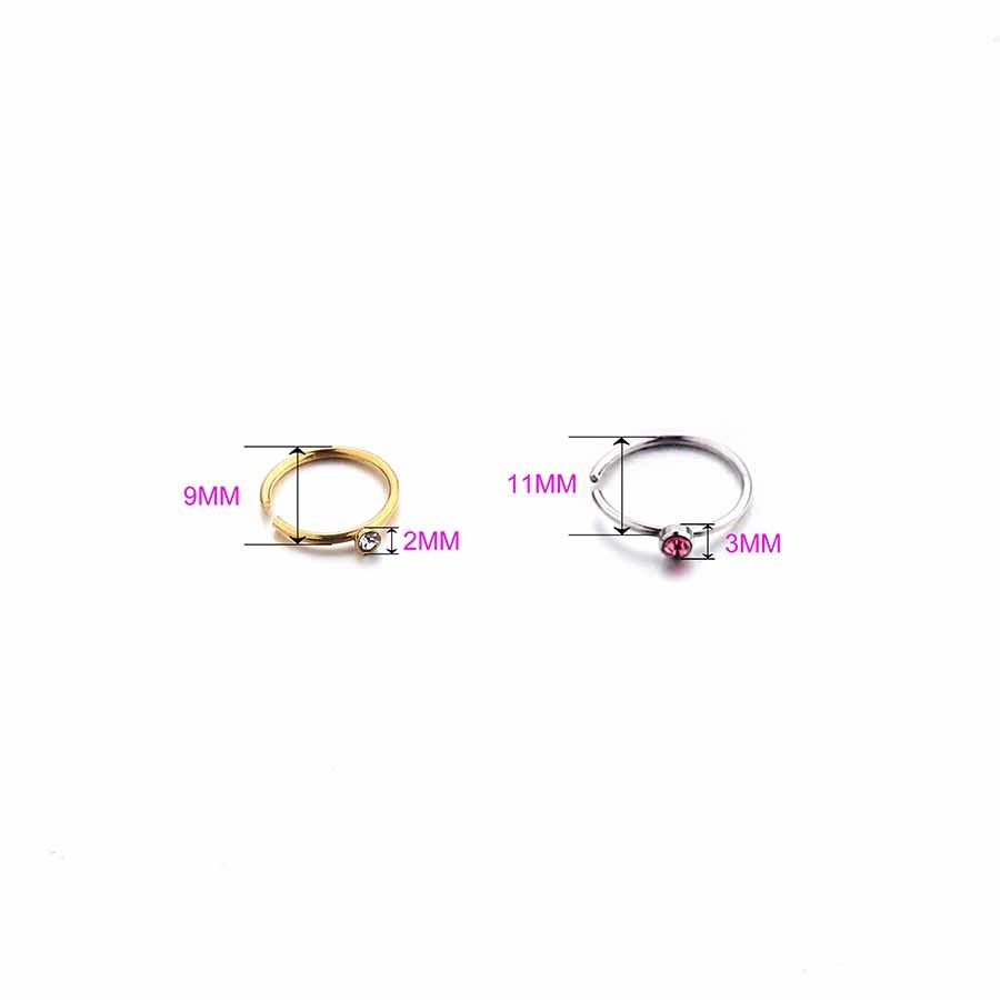 New Style Body Piercing Jewelry Synthetic Opal Nose Hoop Rings Set